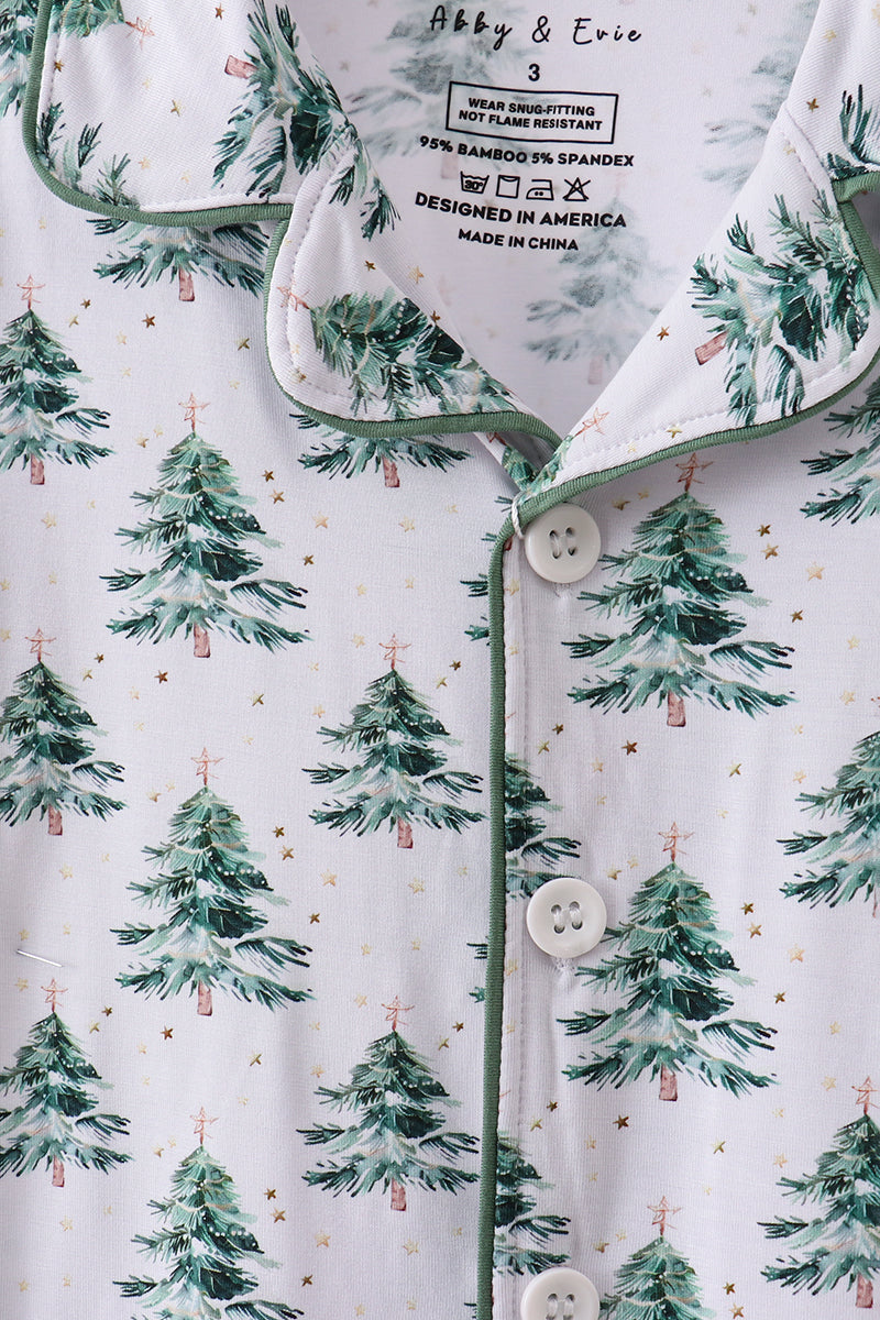 Green Christmas tree bamboo pajama set