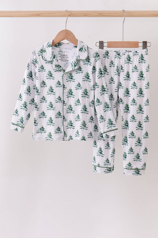 Green Christmas tree bamboo pajama set