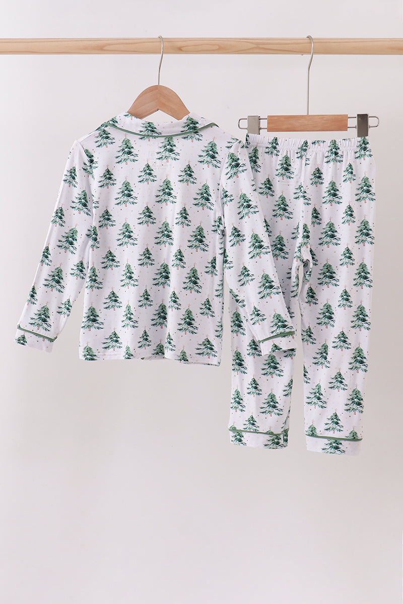 Green Christmas tree bamboo pajama set
