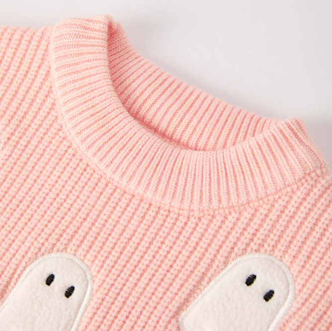 Halloween Ghost Applique Pink Sweater