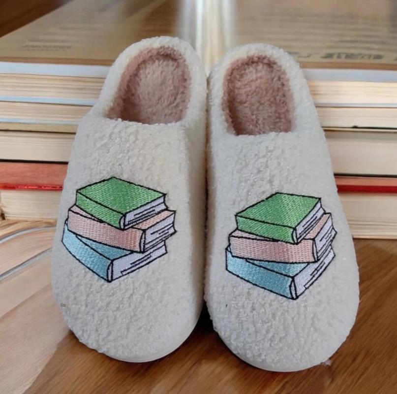 Book Lover Slippers – Cozy Plush Reading Slippers with Cushioned Sole (Sizes 5–10)