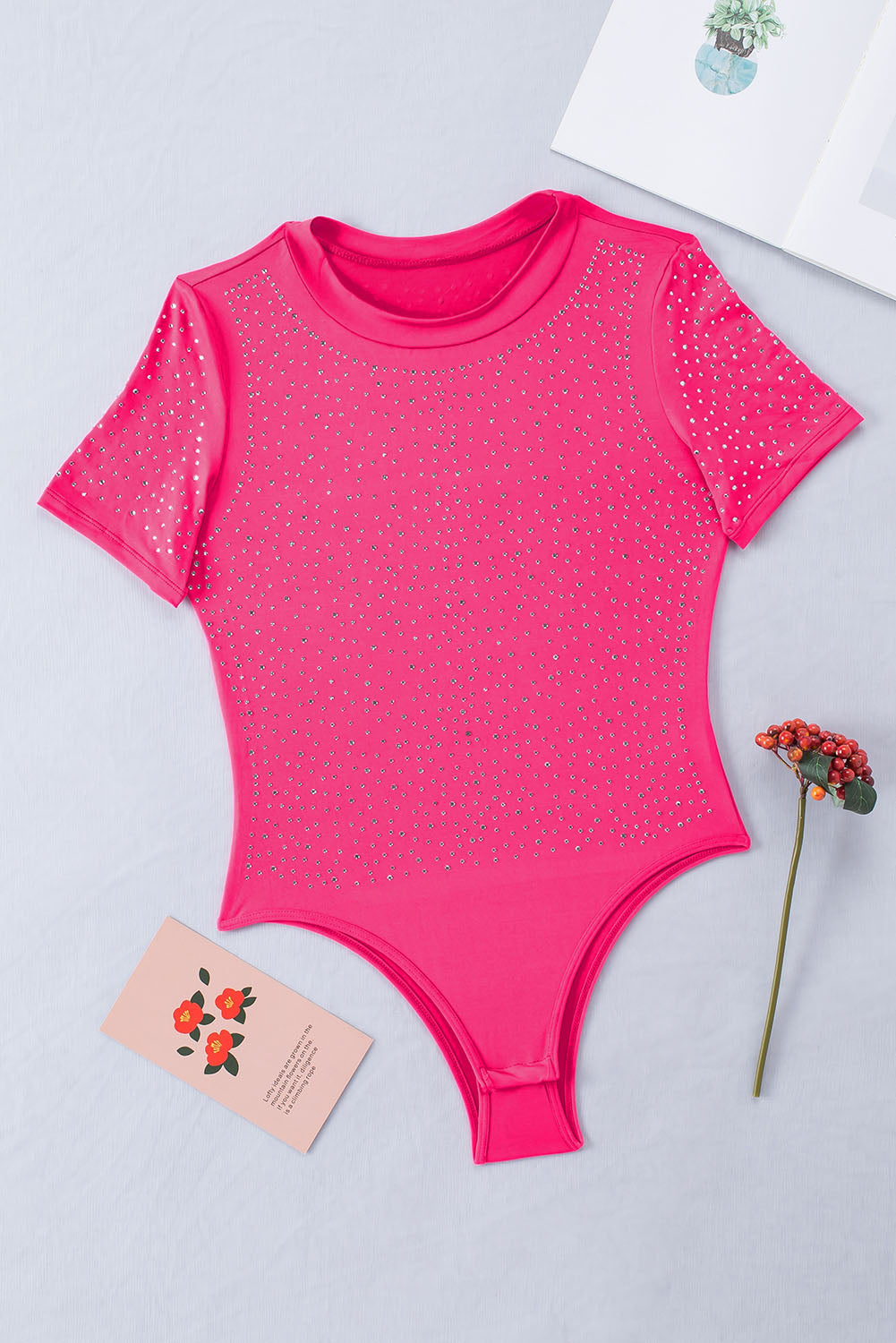 Hot Pink Rhinestone Bodysuit