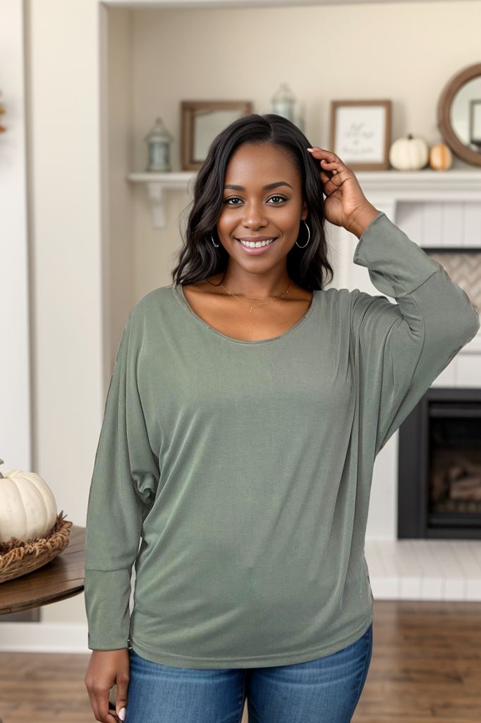 Dusty Olive Long Sleeve Dolman