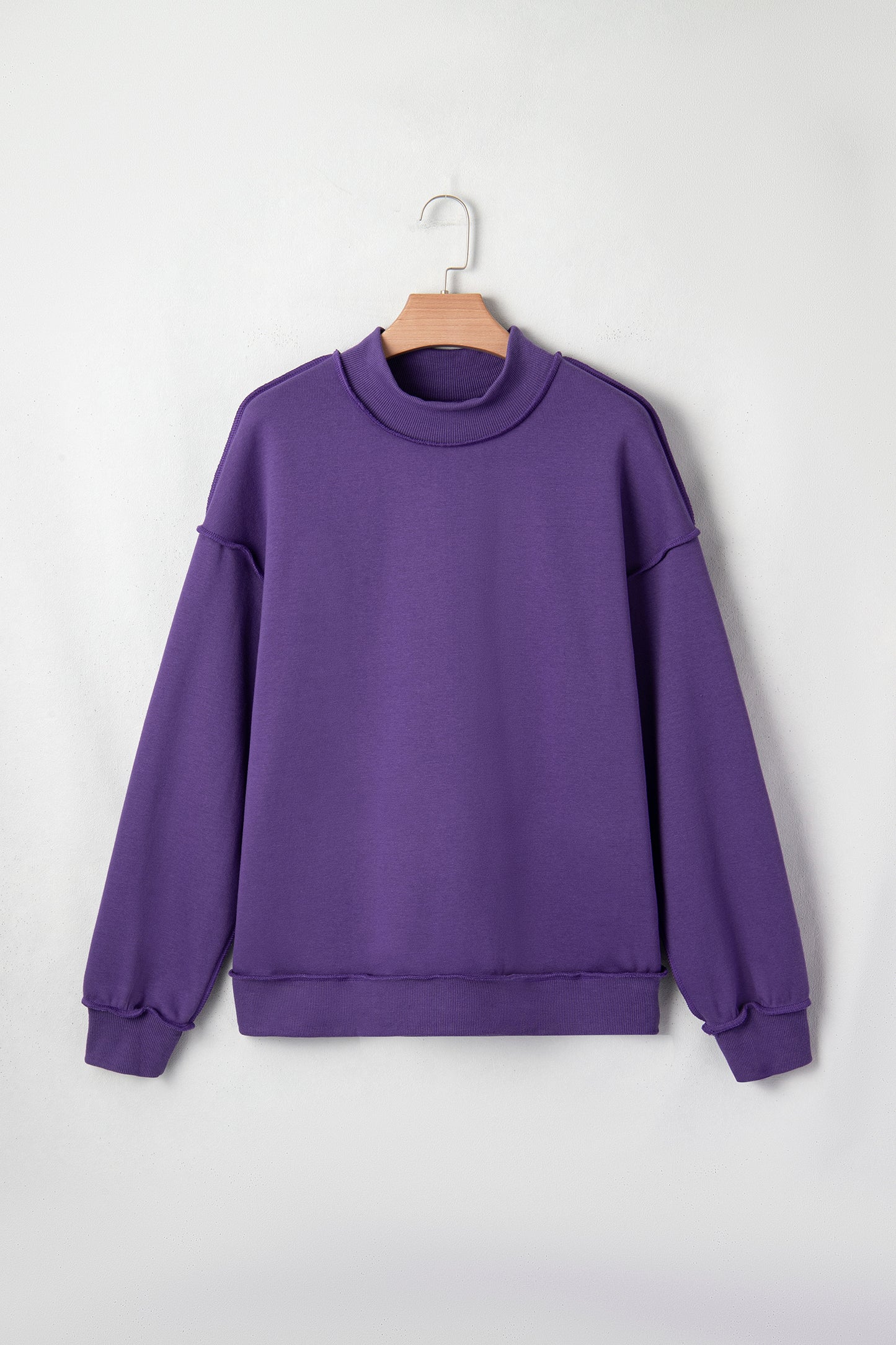 Coffee Oversize Drop Shoulder Reversible Mock Neck Sweatshirt
