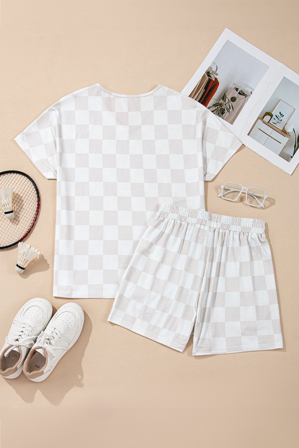 Neutral Checkered Leisure Set