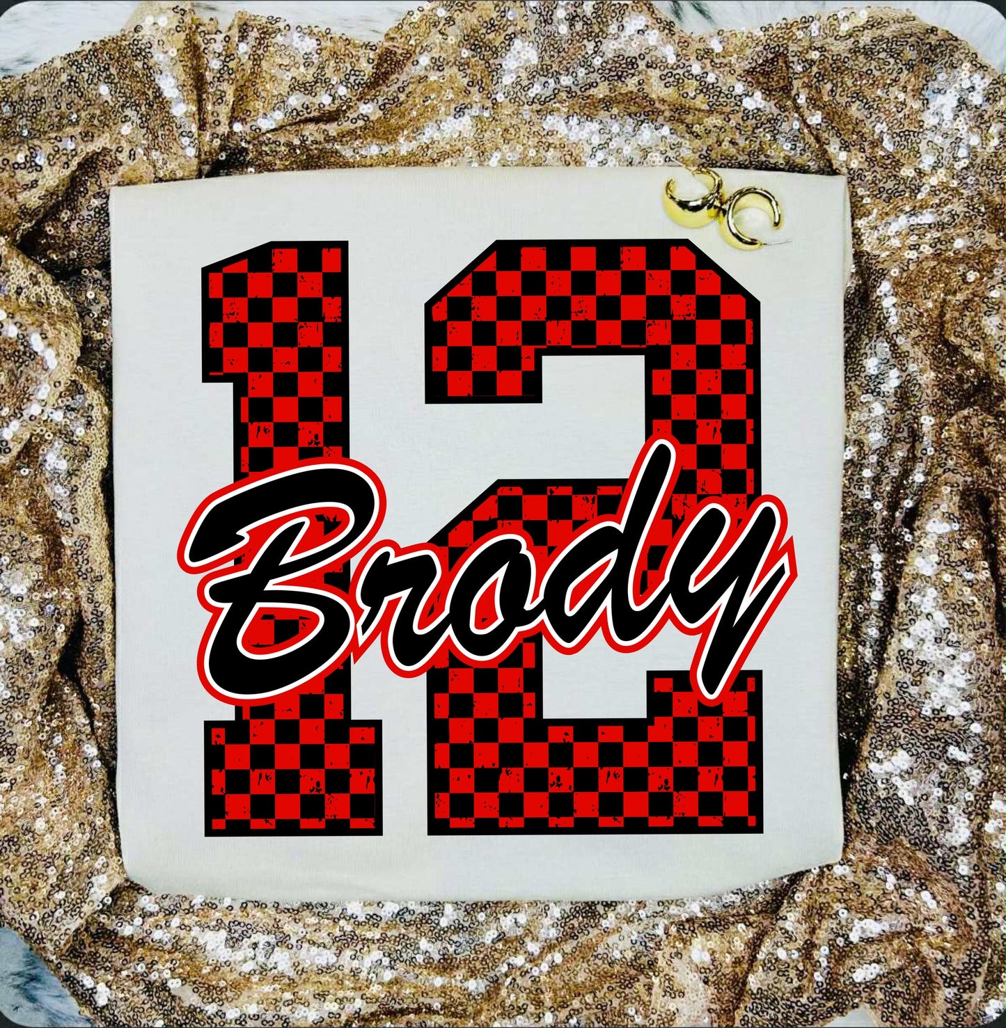 CUSTOM CHECKERED NAME AND NUMBER
