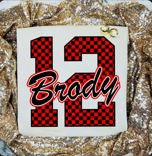 CUSTOM CHECKERED NAME AND NUMBER