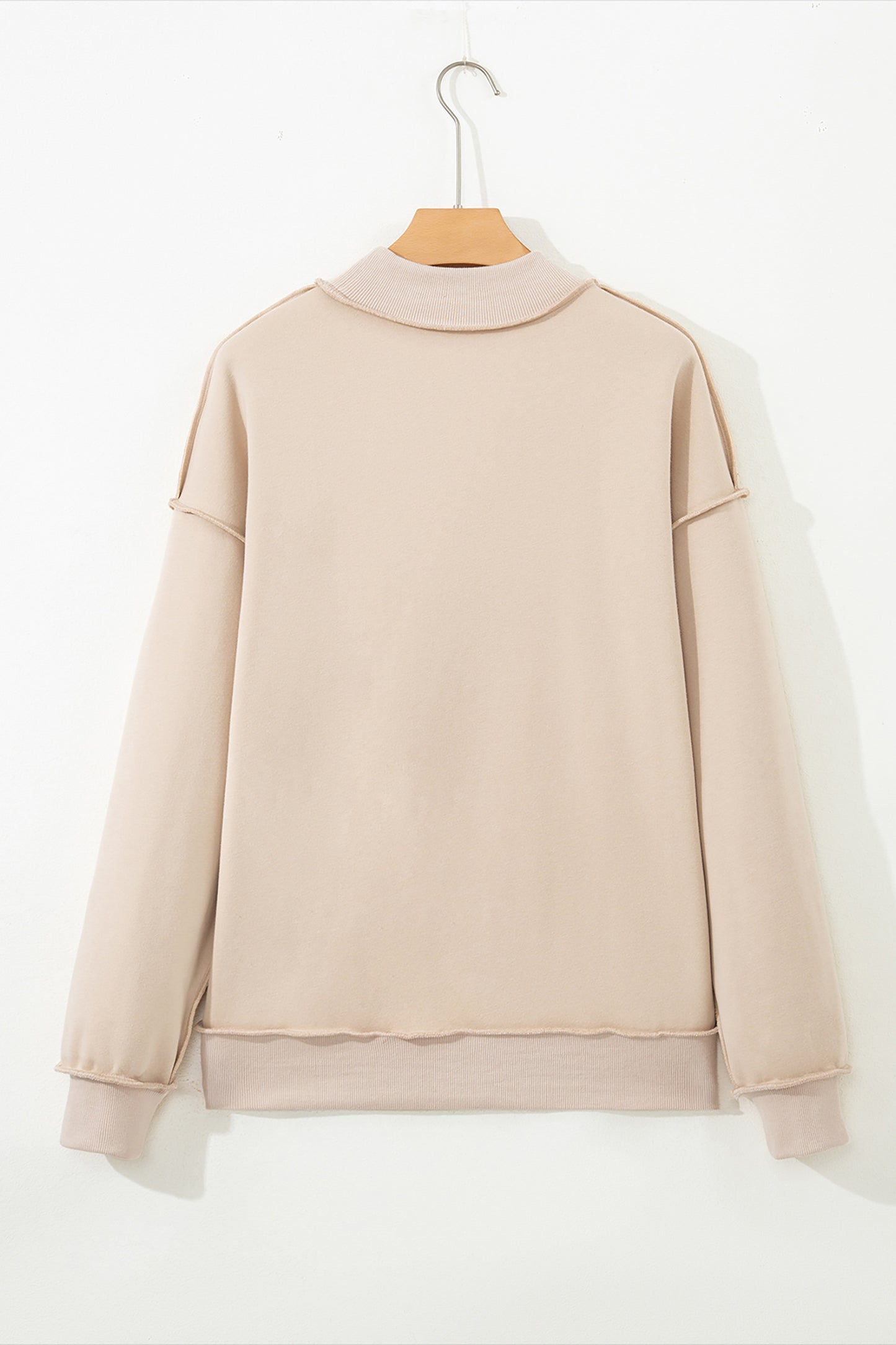 Coffee Oversize Drop Shoulder Reversible Mock Neck Sweatshirt