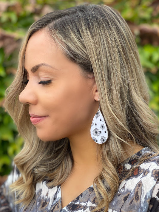 Caught In Your Web Teardrop Leather Earrings