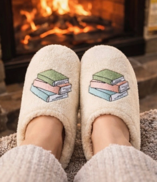 Book Lover Slippers – Cozy Plush Reading Slippers with Cushioned Sole (Sizes 5–10)