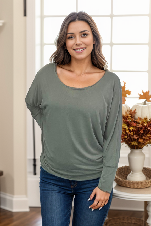 Dusty Olive Long Sleeve Dolman