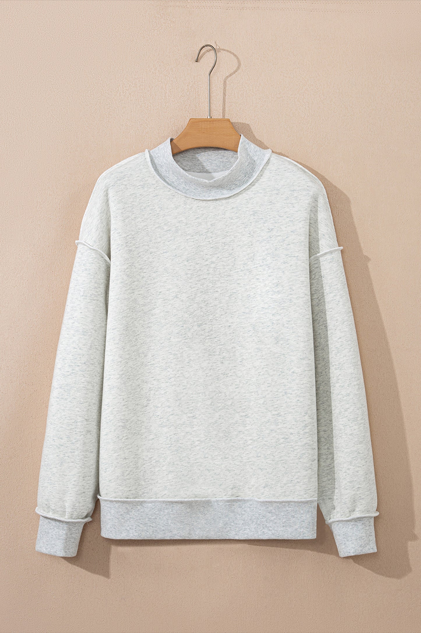 Coffee Oversize Drop Shoulder Reversible Mock Neck Sweatshirt