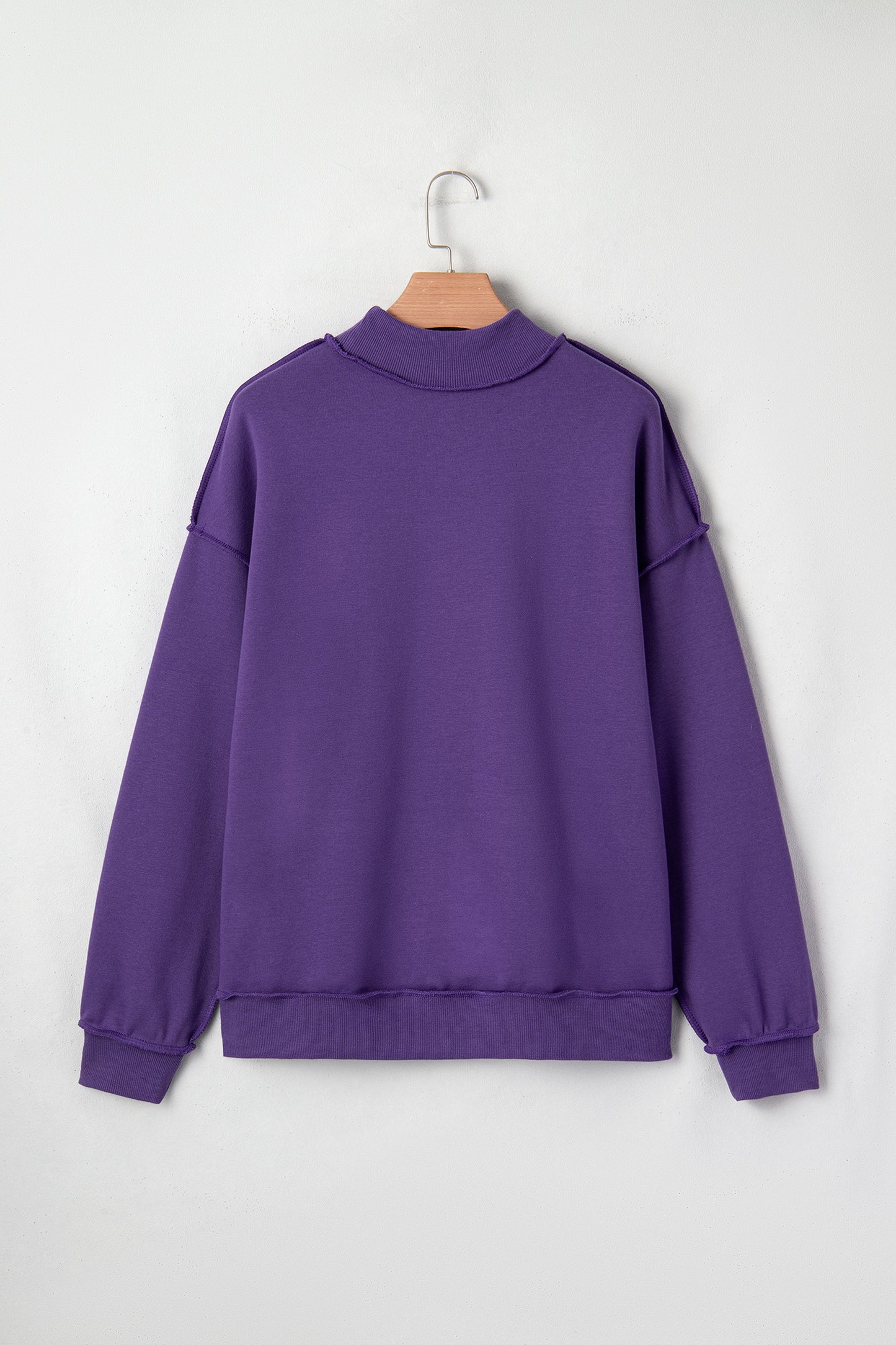 Coffee Oversize Drop Shoulder Reversible Mock Neck Sweatshirt