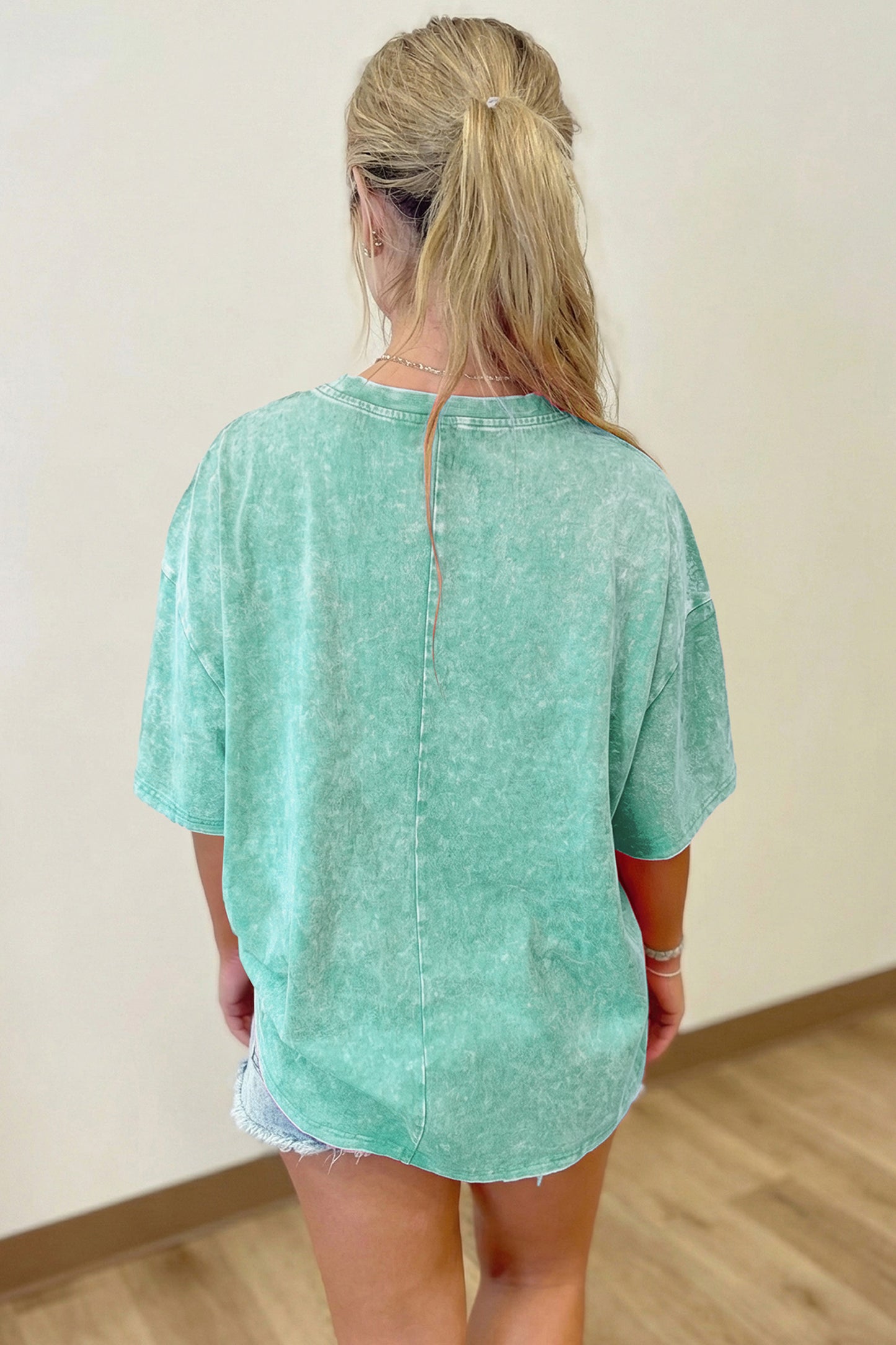 Dark Grey Solid Color Cotton Mineral Washed Oversize Tee